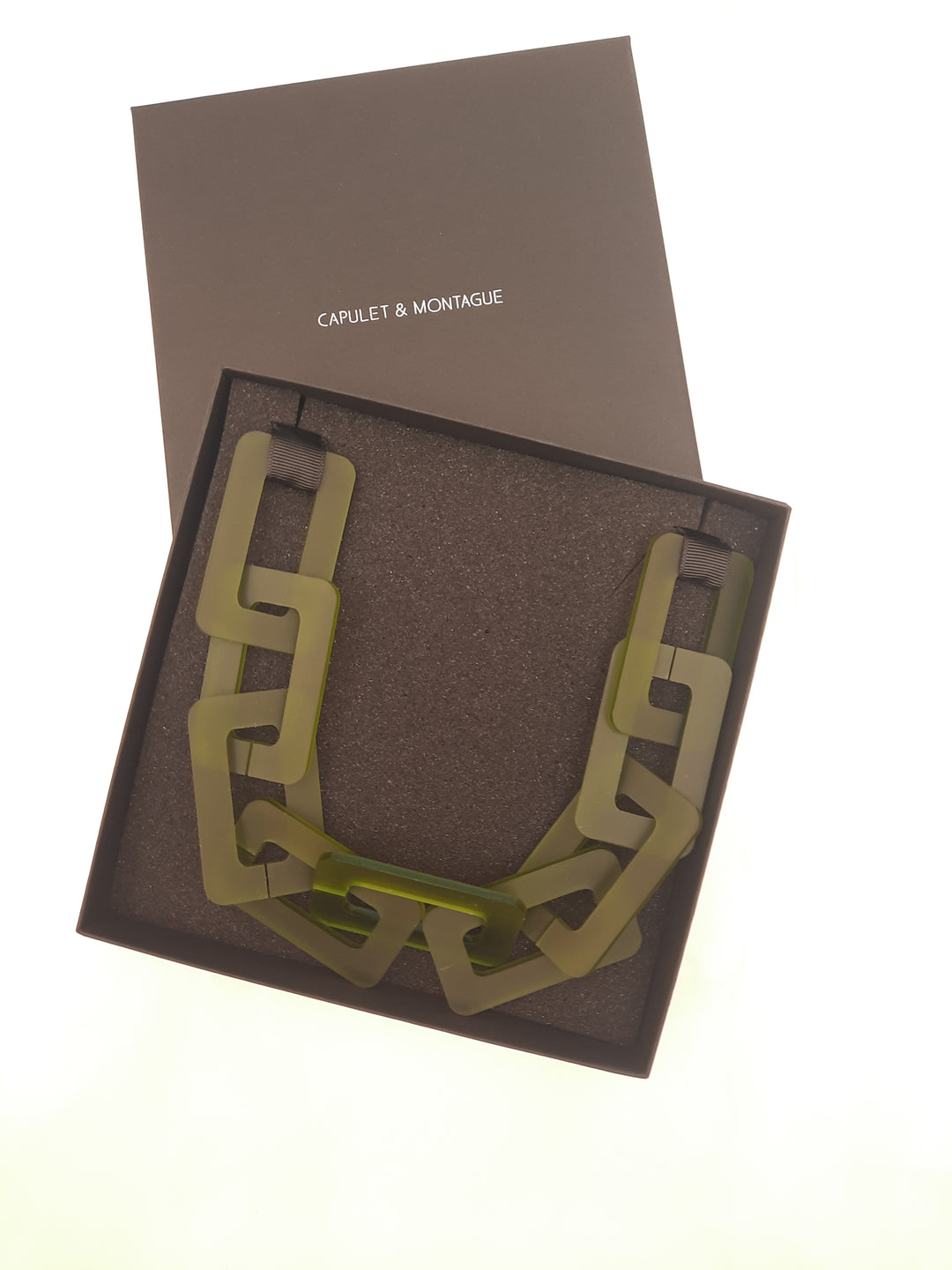 Olive statment necklace made in Ireland by irish  jewellery jewelry designer Capulet and montague 
