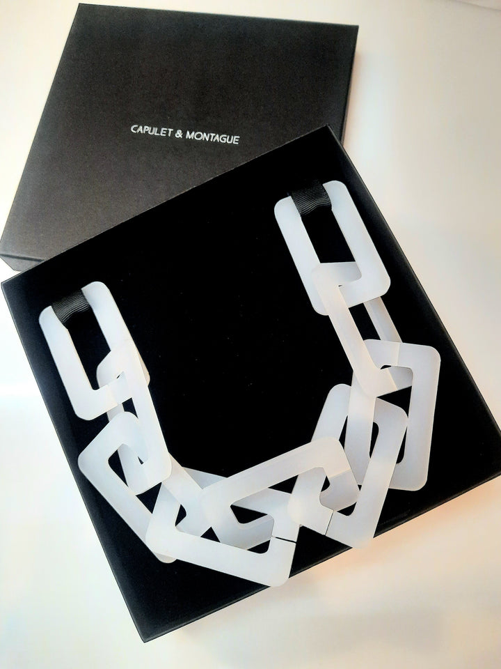 Frosted white Chain Link Necklace