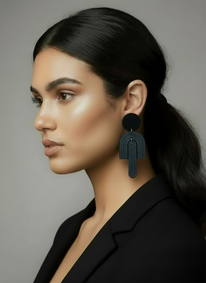 Arc etched drop earrings