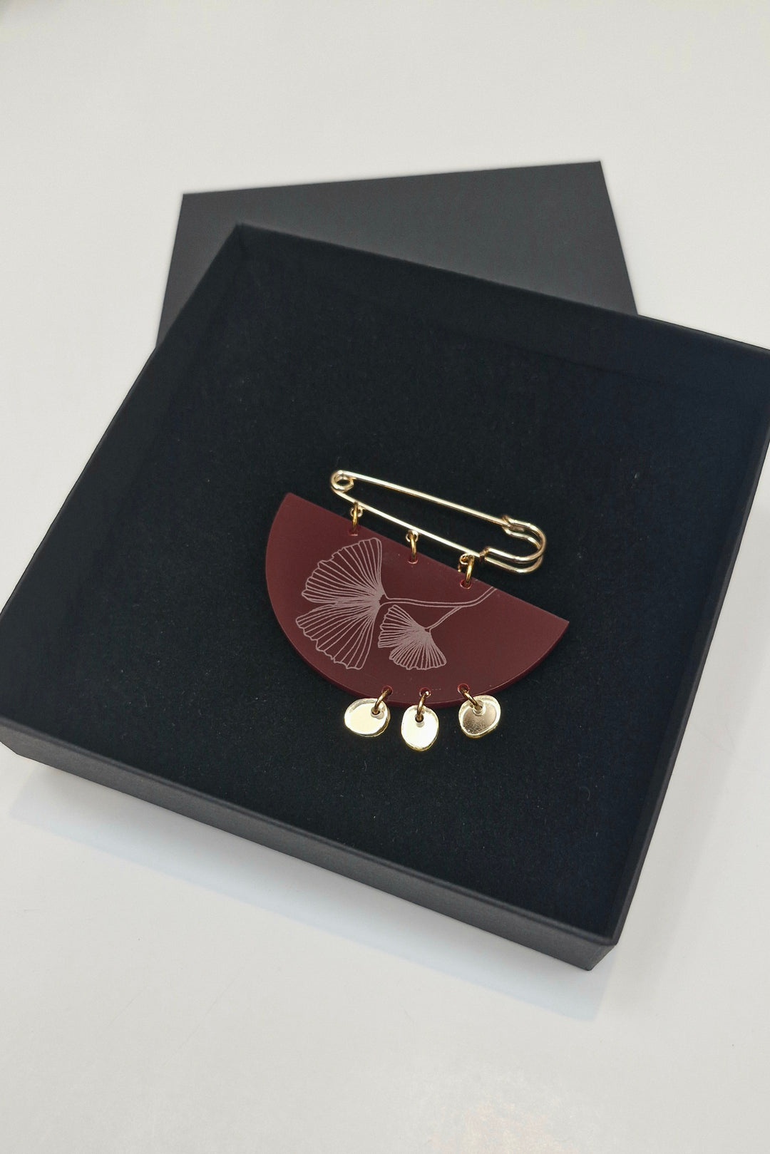 Ginkgo brooch