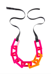 Orange & Fuchsia pink Chain -Link Necklace