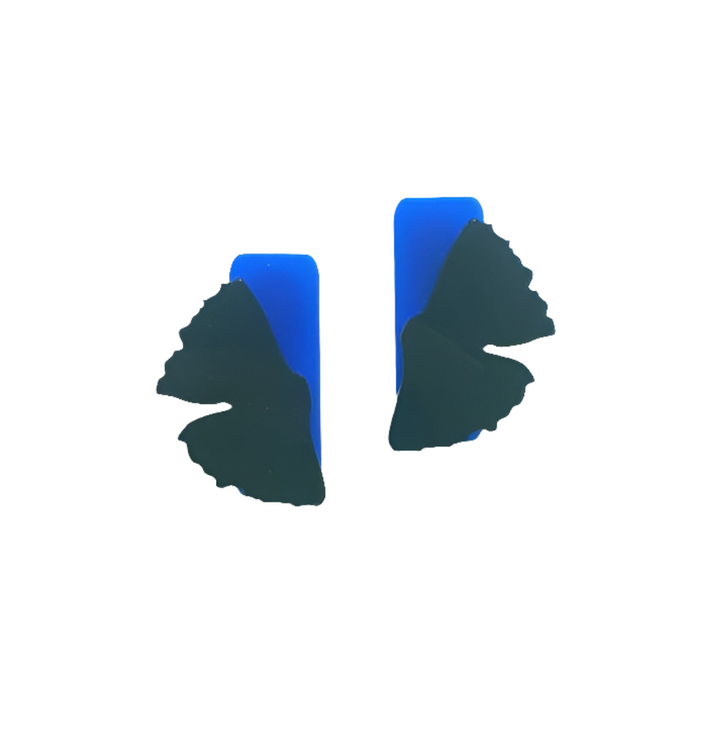 Cobalt blue Ginkgo stud earrings