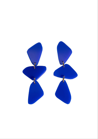 Yves klein blue Stacked rock earring