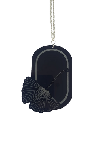 Long Ginkgo pendant necklace