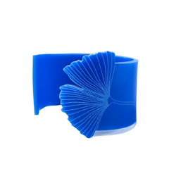 Cobalt etched cuff with Ginkgo leaf detail