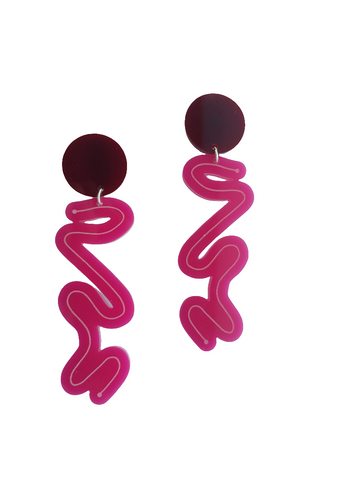 burgundy and fuchsia Disco pantz earrings