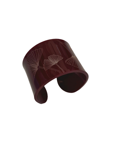 Sculptural Cuff with etched Ginkgo