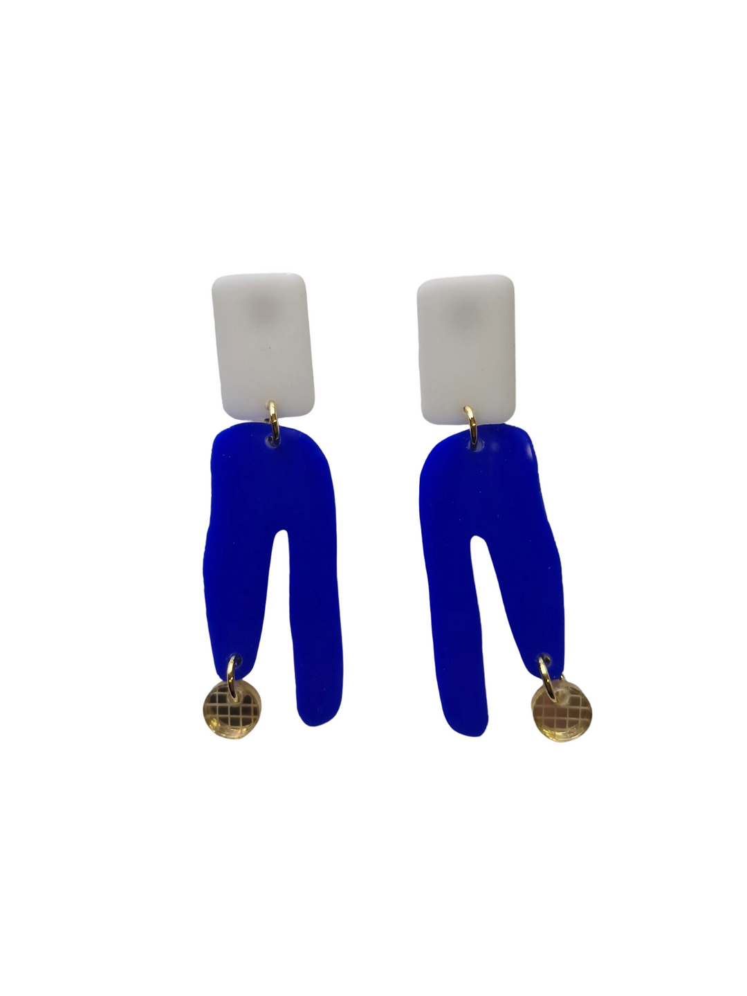 Blue and gold statement earrings by Capulet and Montague 