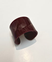Sculptural Cuff with etched Ginkgo