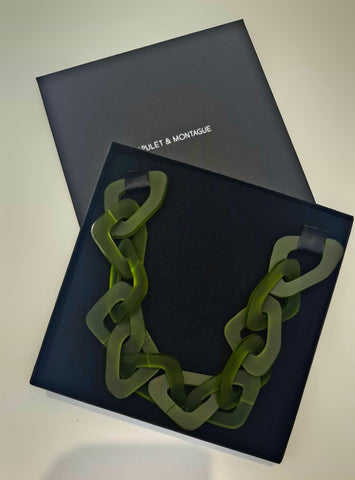 New olive Chain Link Necklace