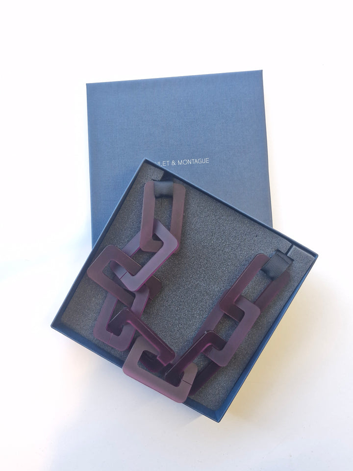 Frosted plum chain Link Necklace