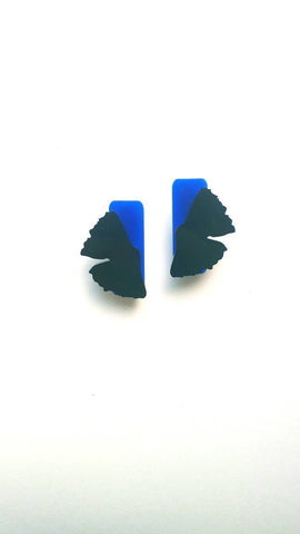 Cobalt blue Ginkgo stud earrings