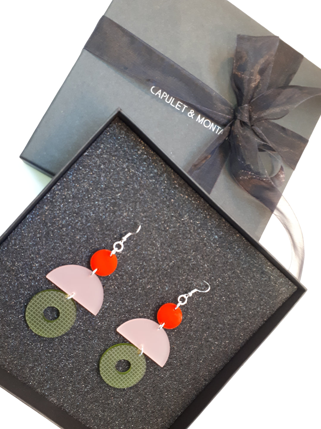 drop statment earrings designed and made in Ireland by Capulet and montague award winning Irish designer 