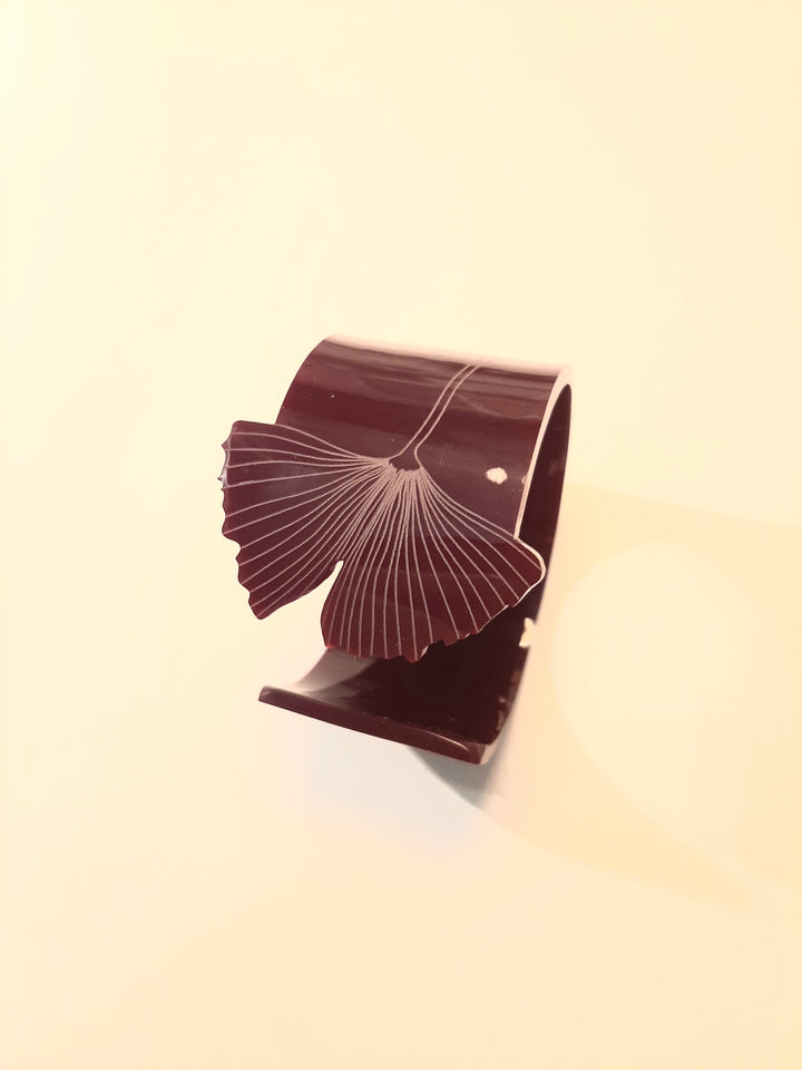 Burgundy Ginkgo Cuff
