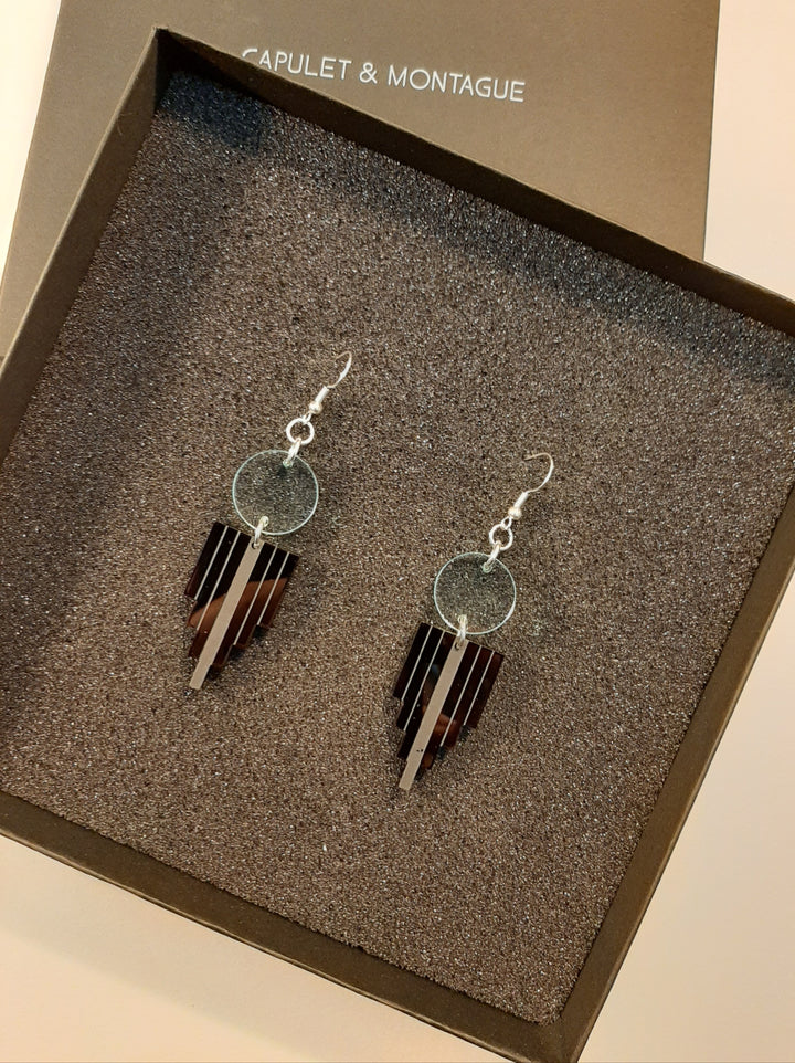 Capulet and montague art deco drop earrings by irish jewellery jewelry designer made in dublin