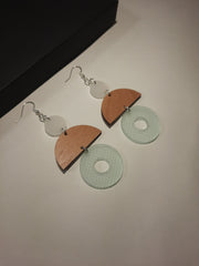 Mint and Alderwood Etched drop earrings