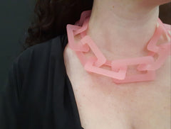 Frosted pink Chain Link Necklace