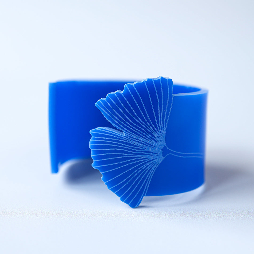 Cobalt Ginkgo leaf cuff
