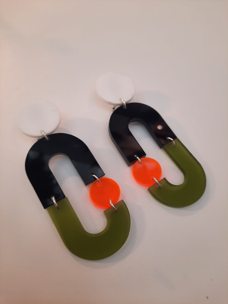 Olive Neon drop Earrings