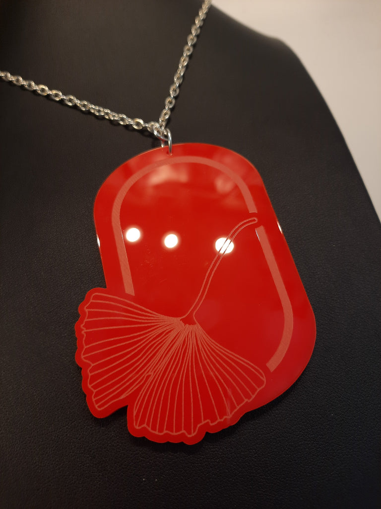 Red Long Ginkgo pendant