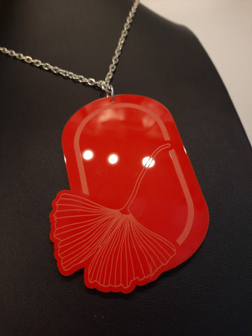Red Long Ginkgo pendant