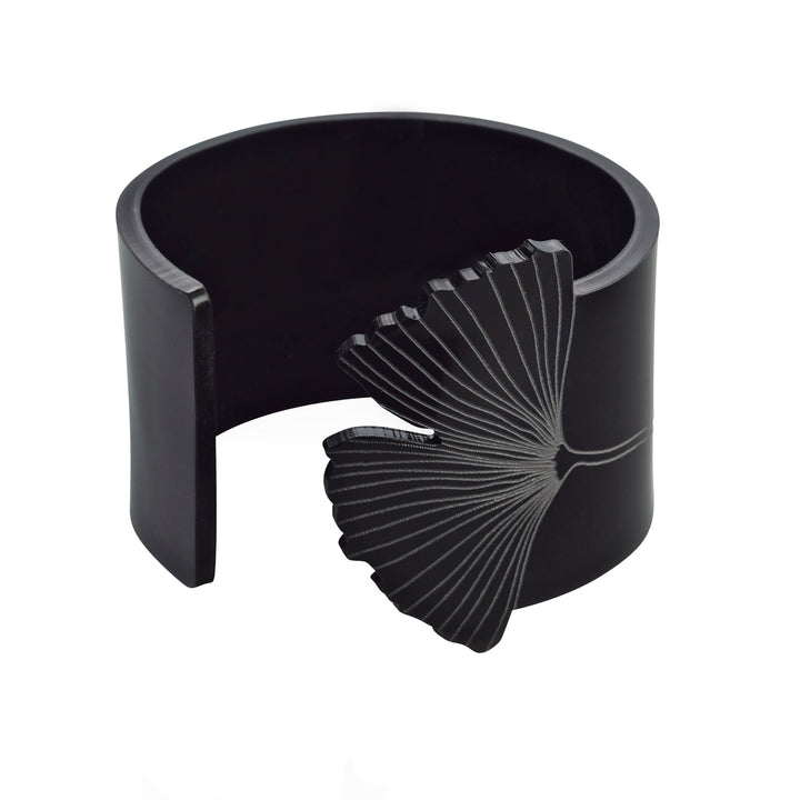 Sculptural Acrylic Cuff with etched Ginkgo leaf detail