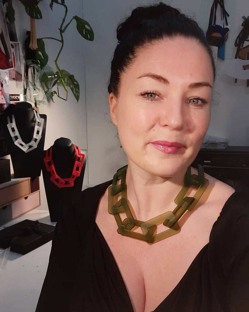 olive chain link necklace made in Ireland by award winning leading jewellery jewelry designer Lisa McCormack of Capulet and montague 